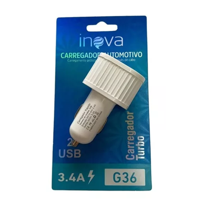 FONTE VEICULAR 2 USB 3.4A TURBO G36 INOVA