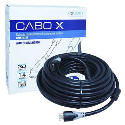 CABO HDMI 15M 4K ULTRA HD 2.0 VERSAO 3D BLINDADO CBX-H150SM EXBOM