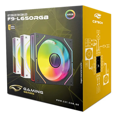 KIT COOLER FAN COM LED F9-L650BKRGB C3TECH
