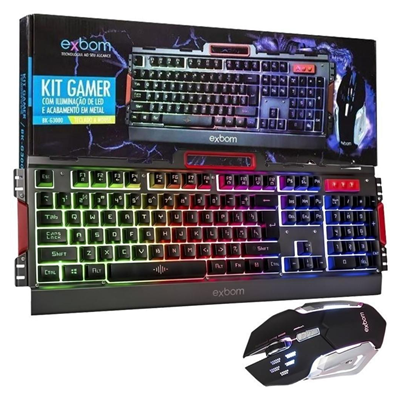 KIT TECLADO E MOUSE GAMER USB C/ILUMIN LED BK-G3000 EXBOM