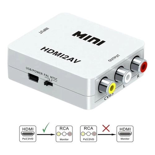 MINI ADAPTADOR CONVERSOR DE HDMI X 3RCA AV KP-3455 KNUP