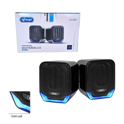 CAIXA DE SOM MULTIMIDIA 2.0 12W RMS C/LED KP-RO823 KNUP
