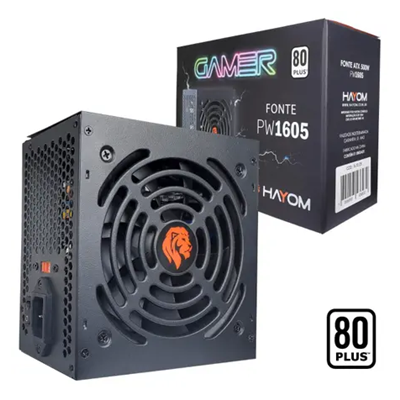 FONTE 500W ATX GAMER 80 PLUS PW1605 HAYOM