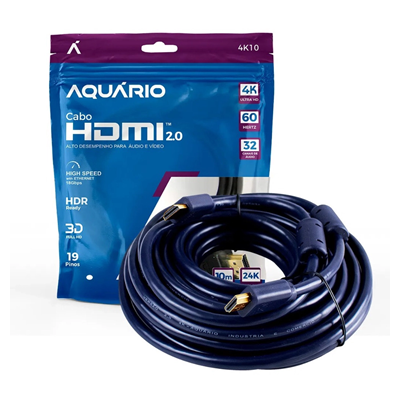 CABO HDMI 10M 2.0 4K 3D 19 PINOS 4K10 AQUARIO