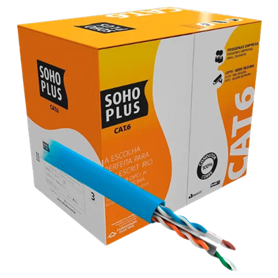 (CX 305M) CABO REDE CAT.6 LAN U/UTP 24AWG AZUL 23400174 SOHOPLUS