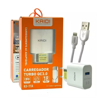 CARREGADOR IPHONE 3A 18W TURBO QC3.0 KD-111A KAIDI