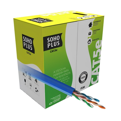(METRO) CABO REDE CAT.5E LAN U/UTP 24AWG CMX AZUL 23200099 SOHOPLUS