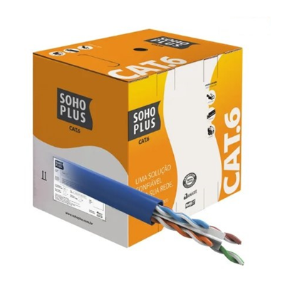 (METRO) CABO REDE CAT.6 305M LAN U/UTP 24AWG AZUL 23400174 SOHOPLUS
