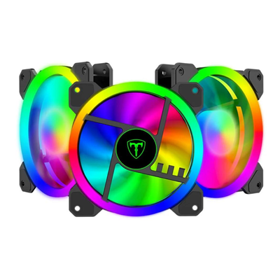 KIT COM 3 FANS 120X25MM T-TGF513 RGB PRETO T-DAGGER