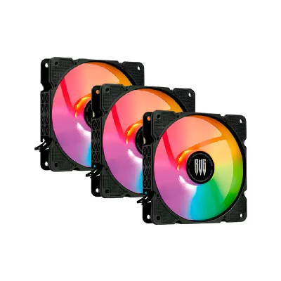 KIT COOLER FAN P/ GABINETE C/ LED RGB 1500RPM SILENCIOSO 120MM G-VR335K REVENGER