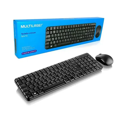 TECLADO E MOUSE SEM FIO CS200 USB 1000 TECLAS SILENCIO PRETO TC183 MULTI