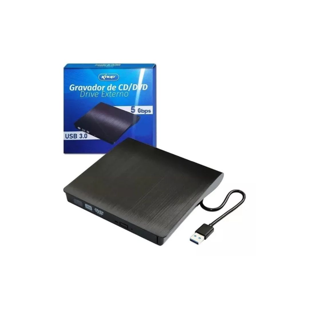 LEITOR GRAVADOR CD DVD DRIVE EXTERNO USB 3.0 5GBPS SLIM
