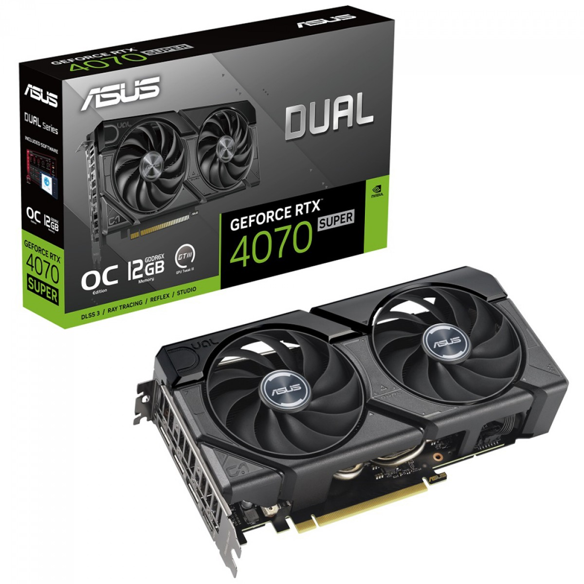 PLACA VIDEO ASUS DUAL NVIDIA GEFORCE RTX 4070 SUPER EVO OC 12GB GDDR6X