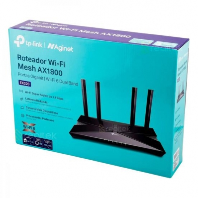 ROTEADOR WIRELESS TPLINK EX220 WIFI 6 DUAL BAND AX1800 V28