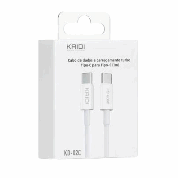 CABO TIPO-C X TIPO-C 1M KD-02C BRANCO KAIDI