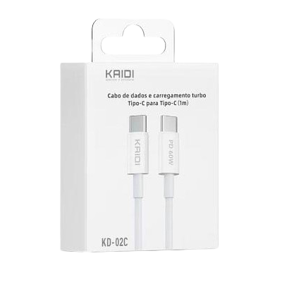 CABO TIPO-C X TIPO-C 1M KD-02C BRANCO KAIDI