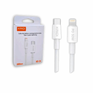 CABO TIPO-C X IPHONE 1M 30W BRANCO KD-26 KAIDI