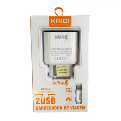 CARREGADOR IPHONE 2 USB 12W KD-81A KD-607A KAIDI#