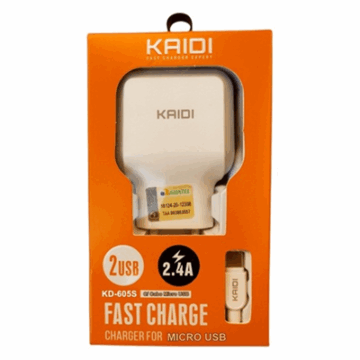 CARREGADOR V8 2.4A 2 USB KD-605S KAIDI