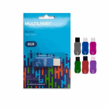 PEN DRIVE 8GB TITAN COLORS PD720 MULTILASER
