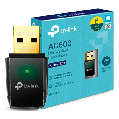 ADAPTADOR WIFI USB 2.0 TP-LINK ARCHER T2U DUAL BAND AC600 #
