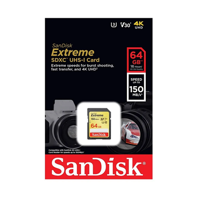 CARTAO MEMORIA 64GB SANDISK EXTREME SDSDXV6-064G-GNCIN #
