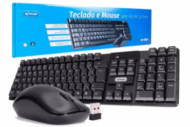 KIT TECLADO E MOUSE SEM FIO USB NANO RECEPTOR 2.4GHZ KP-2063 KNUP - Imagem 1