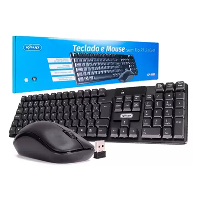 KIT TECLADO E MOUSE SEM FIO USB NANO RECEPTOR 2.4GHZ KP-2063 KNUP