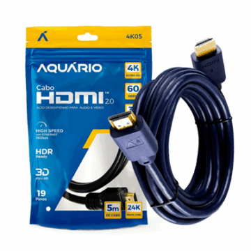 CABO HDMI 5M 2.0 4K 3D 19 PINOS 4K05 AQUARIO