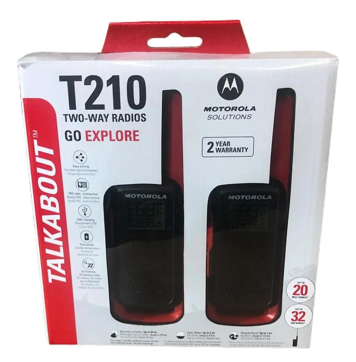 RADIO COMUNICADOR MOTOROLA TALKABOUT T210 2 CANAIS ATÉ 32KM #