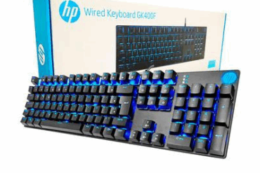 TECLADO USB GAMER MECANICO GK400F LED PRETO HP - Imagem 1
