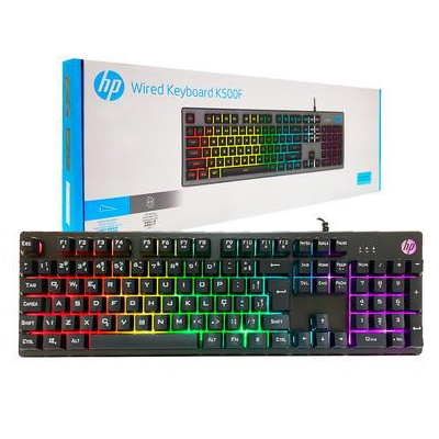 TECLADO USB GAMER MEMBRANA K500F LED PRETO HP