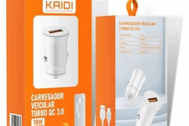 CARREGADOR TIPO-C VEICULAR TURBO QC 3.0 18W KD-501C KAIDI - Imagem 1