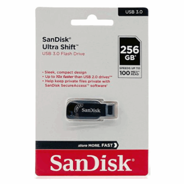 PEN DRIVE 256GB SANDISK Z410 ULTRA SHIFT USB 3.0 PRETO SDCZ410-256G-G46 #