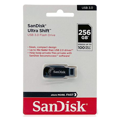 PEN DRIVE 256GB SANDISK Z410 ULTRA SHIFT USB 3.0 PRETO SDCZ410-256G-G46 #