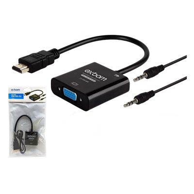 ADAPTADOR HDMI X VGA COM AUDIO P2 CC-HVA60 EXBOM