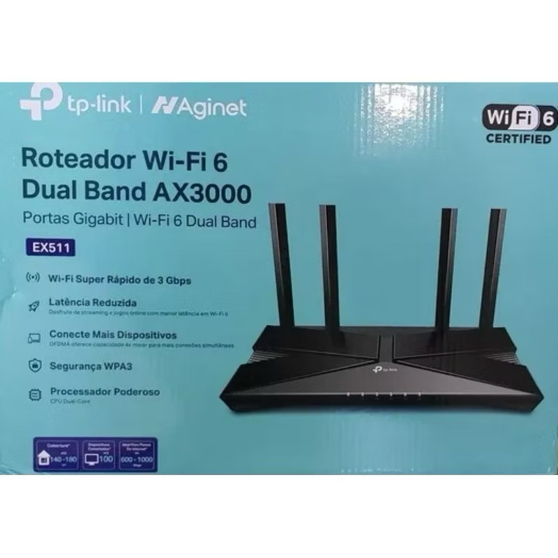 ROTEADOR TP-LINK AGINET AX3000 EX511 WIFI DUAL-BAND GIGABIT#