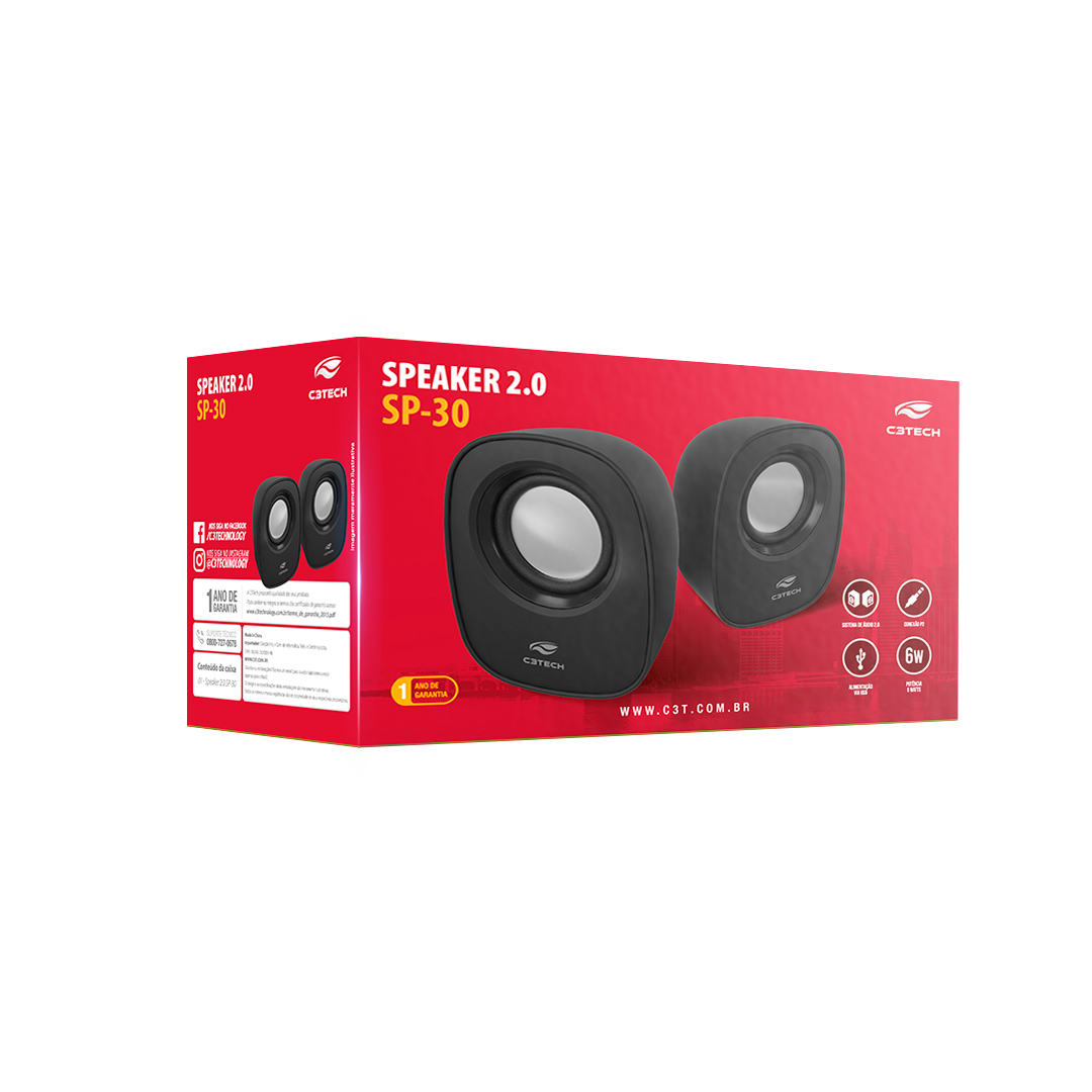 CAIXA DE SOM SPEAKER 2.0 SP-30BK C3TECH