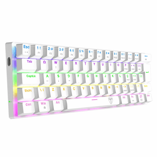 TECLADO MECANICO GAMER ARENA BRANCO RAINBOW DUST-PROOF BROWN T-TGK321W-BR ABNT-2