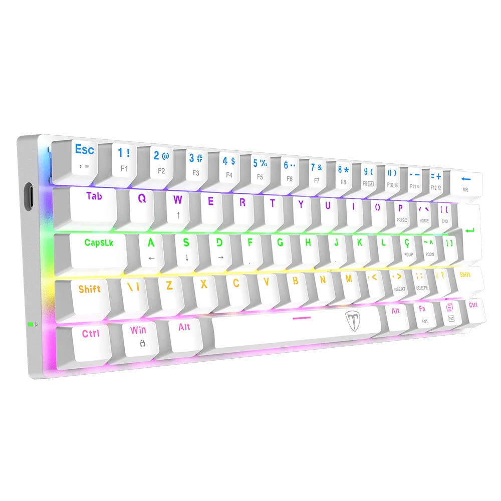 TECLADO MECANICO GAMER ARENA BRANCO RAINBOW DUST-PROOF BROWN T-TGK321W-BR ABNT-2