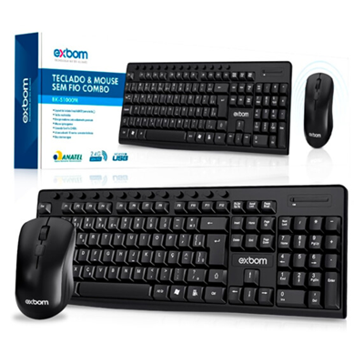 TECLADO E MOUSE SEM FIO BK-S1000M EXBOM 2.4GHZ MULTIMIDIA ABNT II