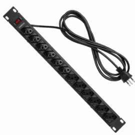 REGUA 19POL RACK C/ 12 TOMADAS S/DISJUNTOR PRETA EPR 212+